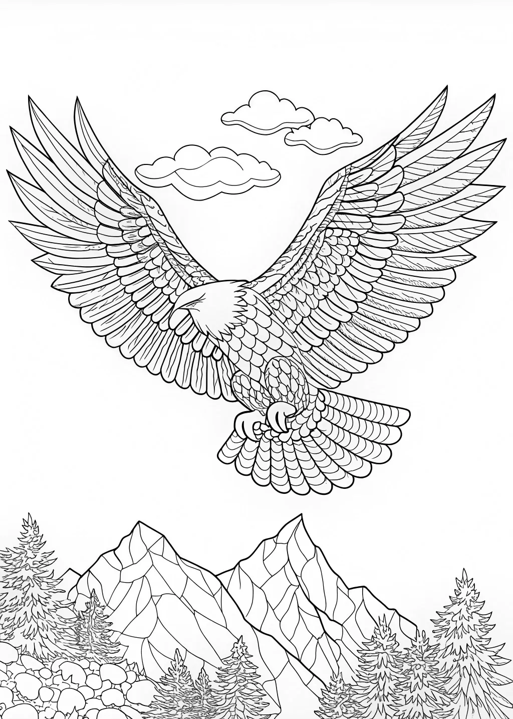 Majestic Eagle on a Branch Coloring Page