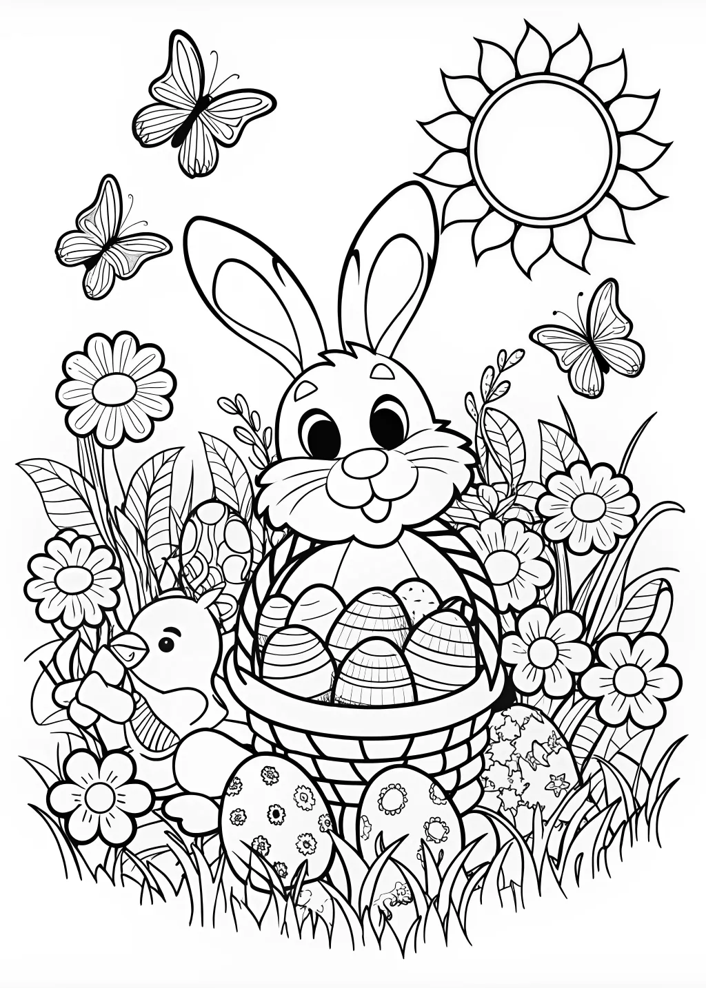 Easter Bunny Fun Coloring Page