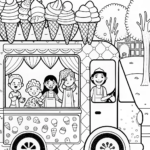 Ice Cream Truck Adventure Coloring Page