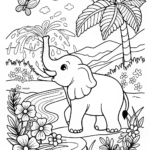 Majestic Decorated Elephant Coloring Page