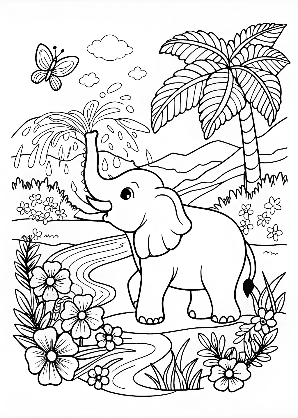 Majestic Decorated Elephant Coloring Page