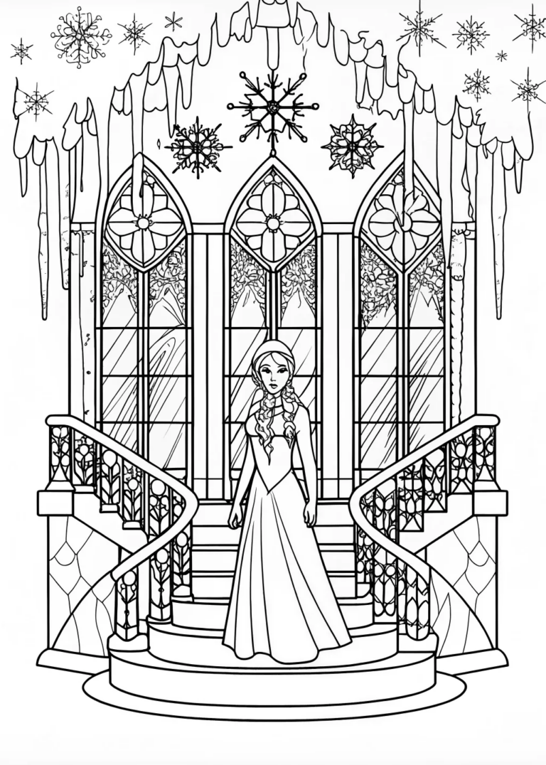 Elsa’s Royal Portrait Coloring Page coloring pages