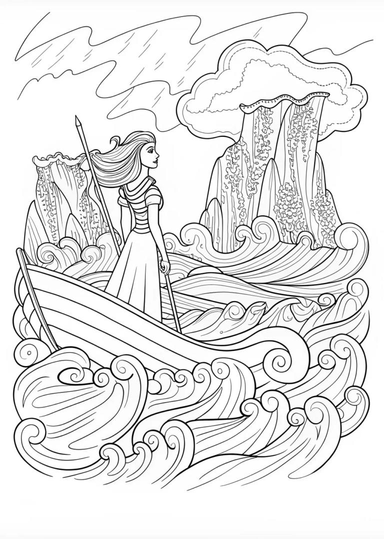 Elsa Walking on Water under a Full Moon coloring pages