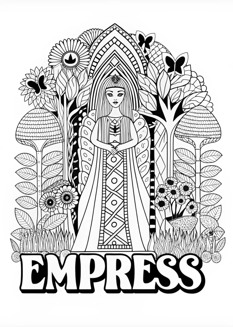 A coloring page of Empress and the Enchanted Forest