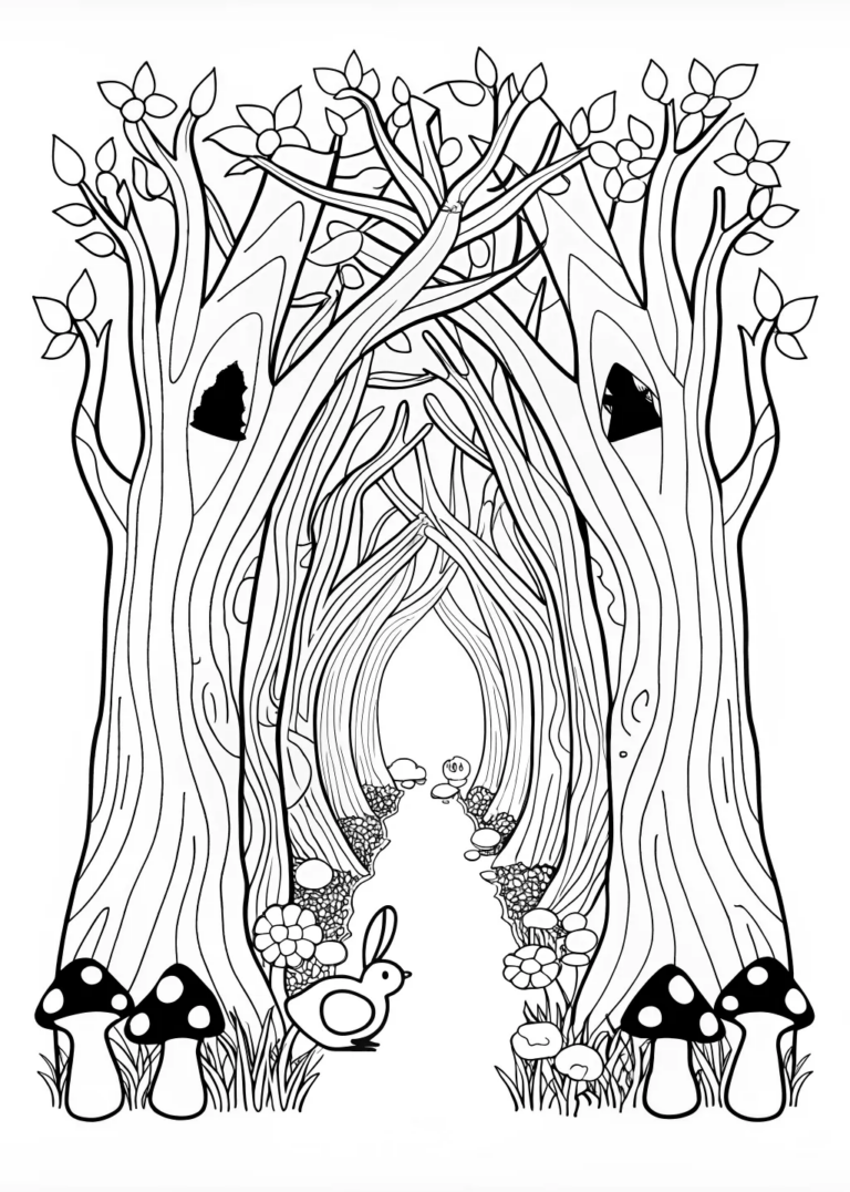 Enchanted Forest Path Coloring Page coloring pages