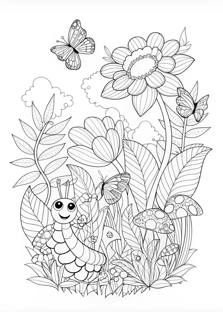 Enchanted Garden with Crawly Caterpillar coloring pages