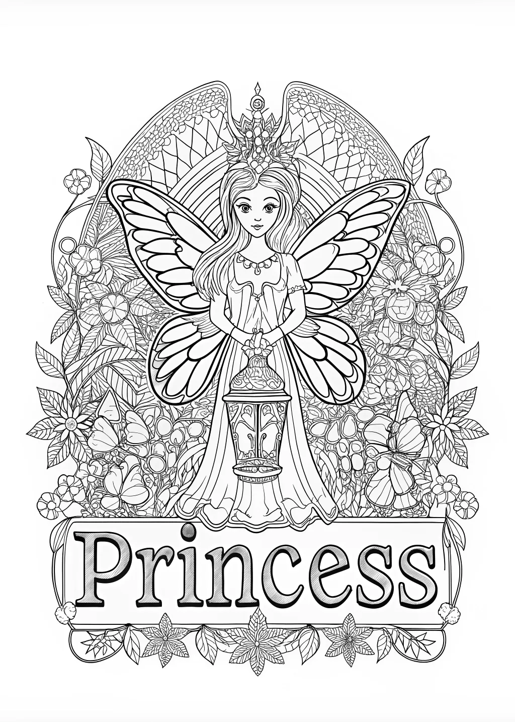 Fairy Princess with Lantern Coloring Page