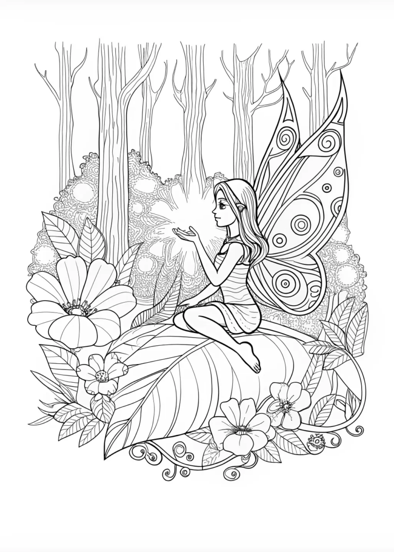 Fairy with a Glowing Crystal coloring pages