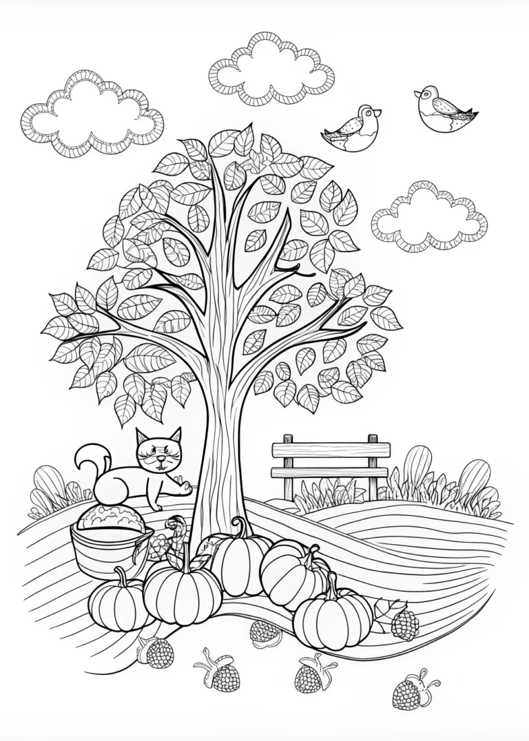 A coloring page of Autumn Leaves Coloring Page