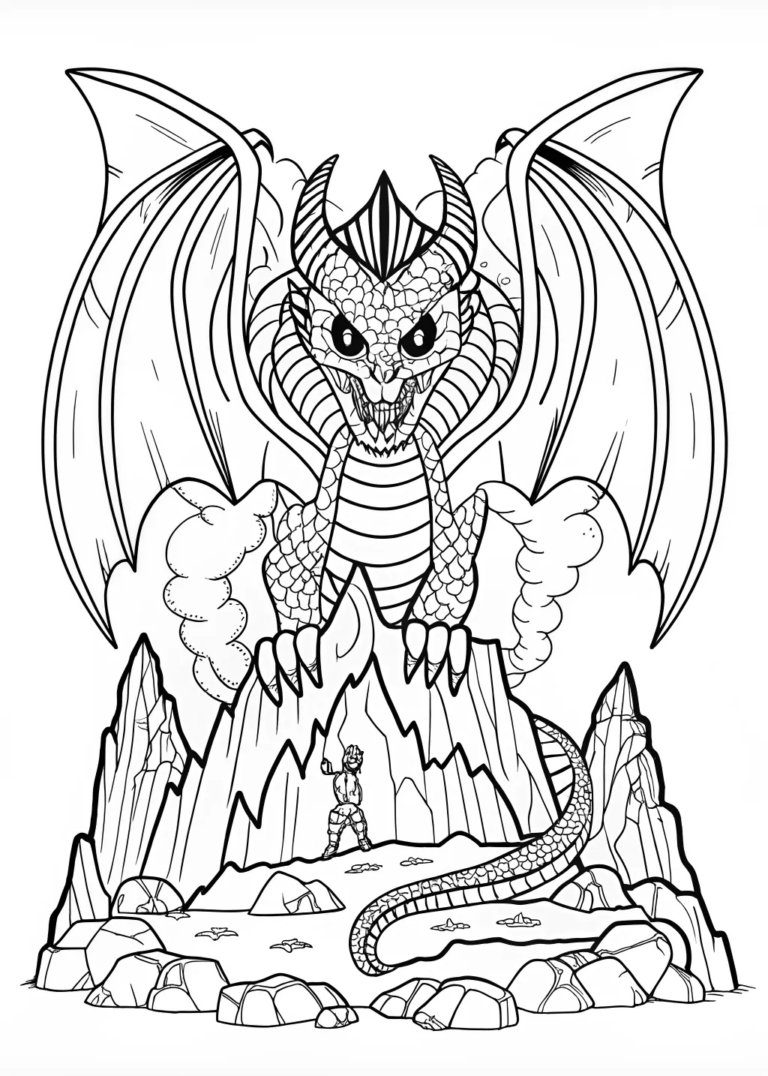 Ferocious Dragon Monster Coloring Page coloring pages