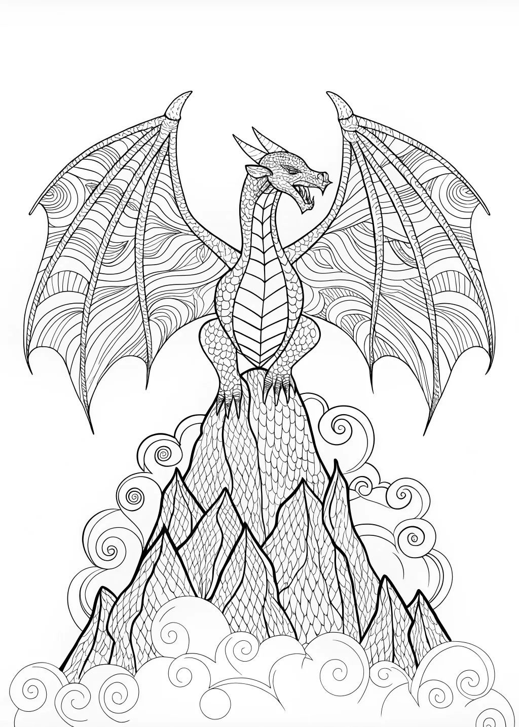 Fire-Breathing Dragon Coloring Page