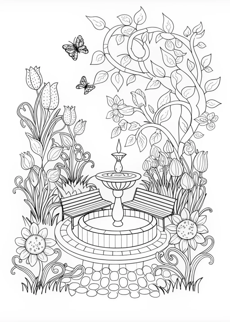 Floral Fantasy: Intricate Garden Coloring Page coloring pages