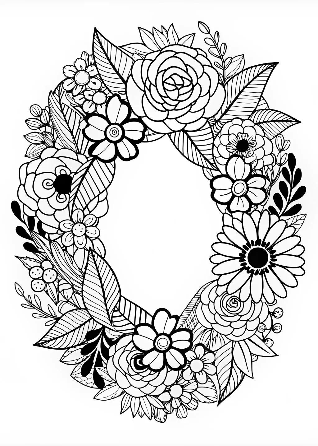 Floral Wreath Coloring Page