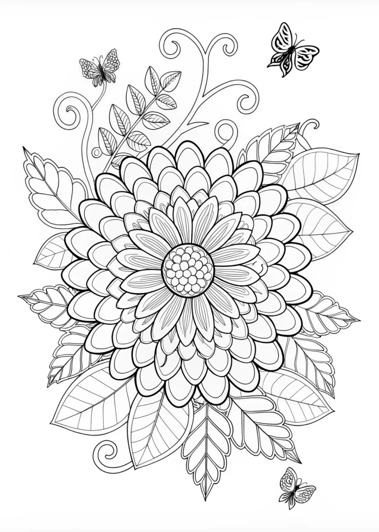 A coloring page of Dazzling Flower Blossom Coloring Page