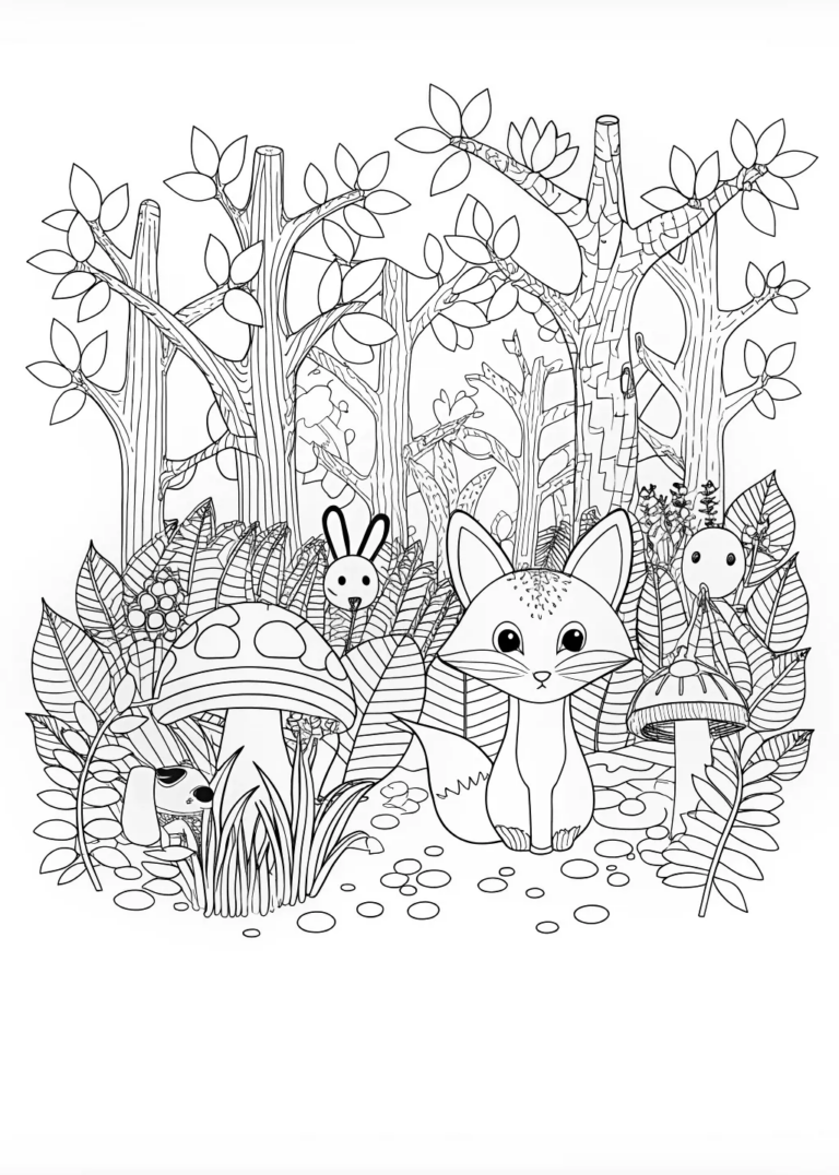 Fox in the Enchanted Forest coloring pages