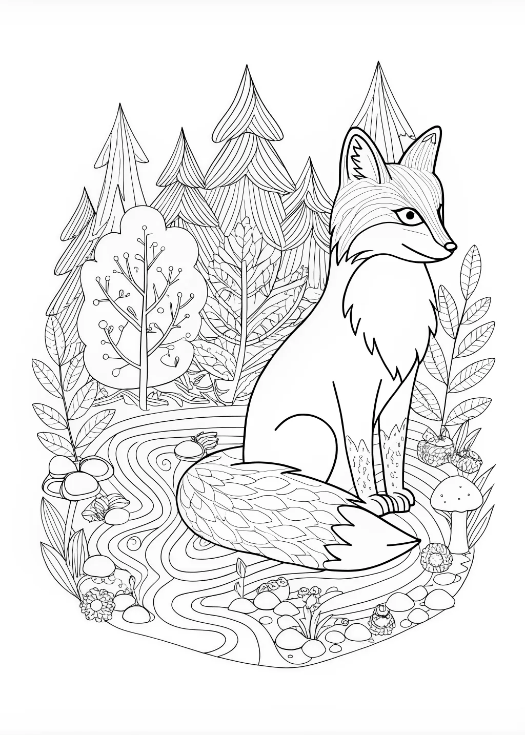 Majestic Fox Coloring Page