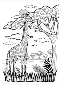 A coloring page of Giraffe Grace: A Wildlife Coloring Adventure