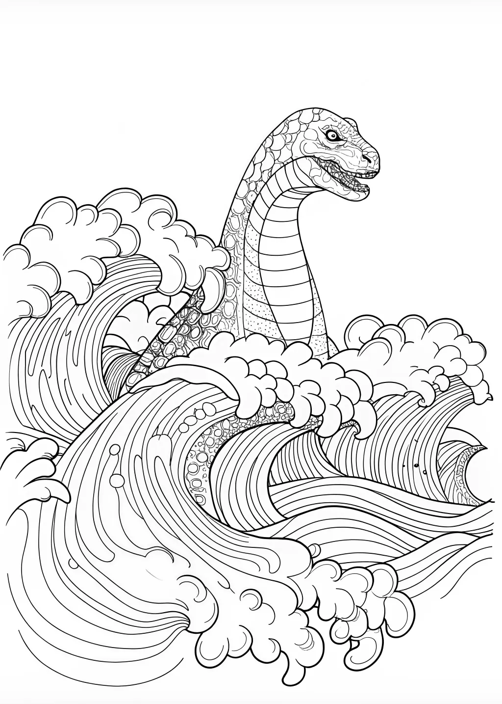 Godzilla Rises from the Ocean Waves Coloring Page