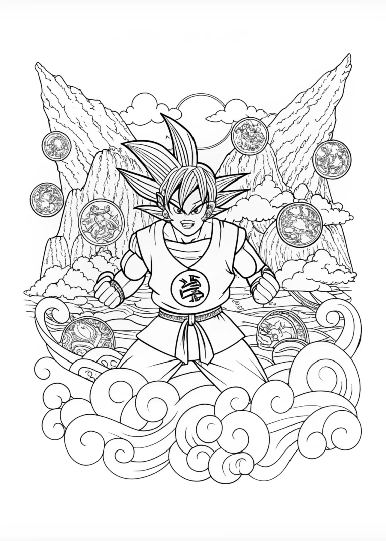 A coloring page of Goku Super Saiyan Coloring Page