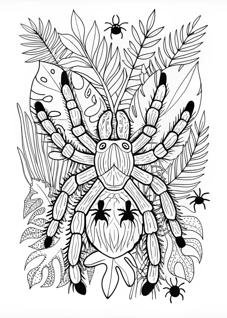 A coloring page of Tarantula in the Wild Coloring Page