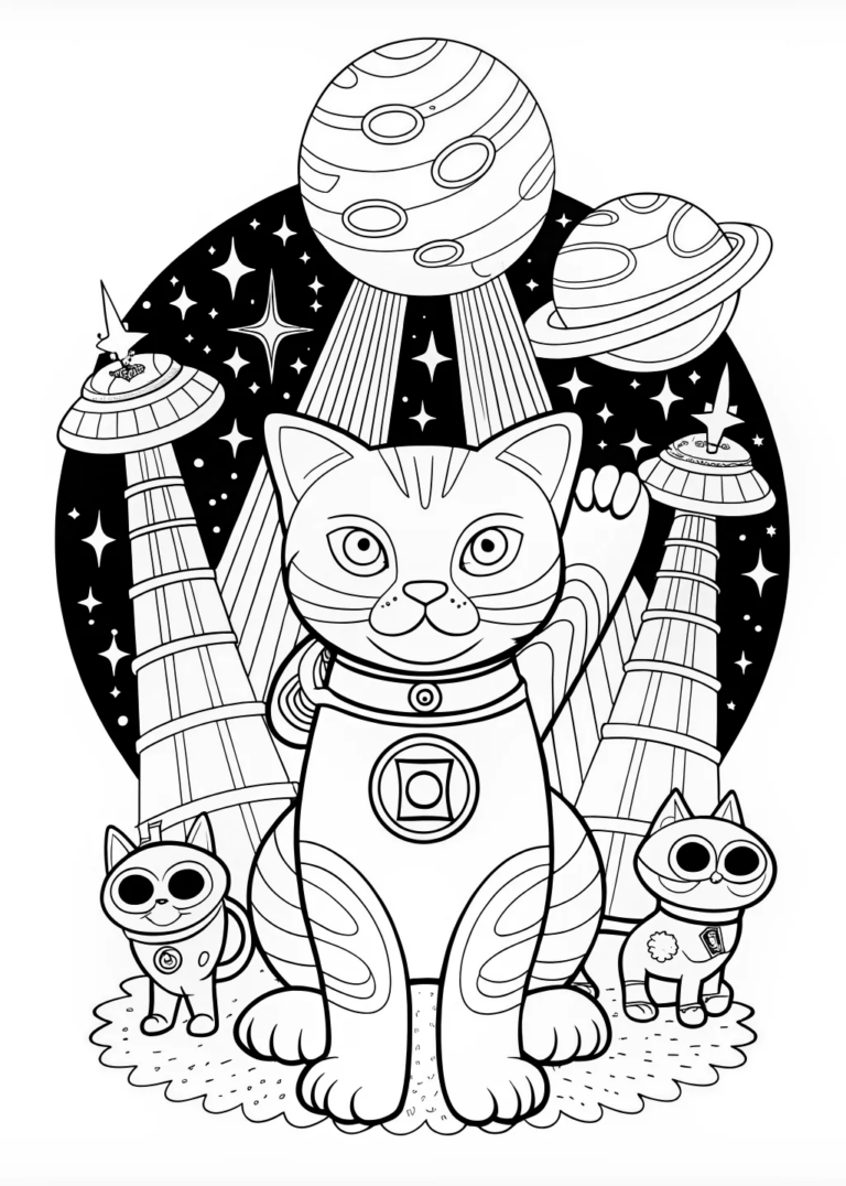 Luna the Cat in a Scenic Landscape coloring pages