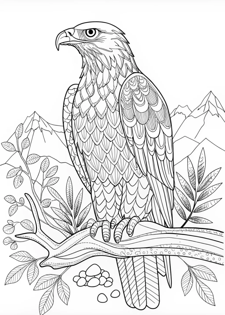 A coloring page of Eagle’s Fierce Gaze Coloring Page