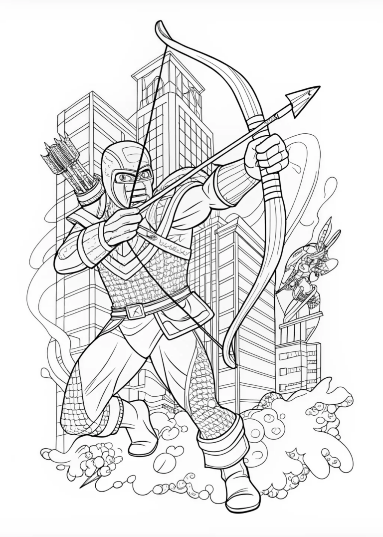 Hawkeye Takes Aim: Epic Coloring Adventure coloring pages