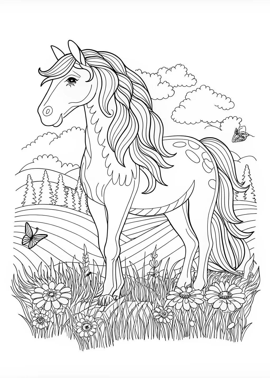 Majestic Horse Portrait Coloring Page