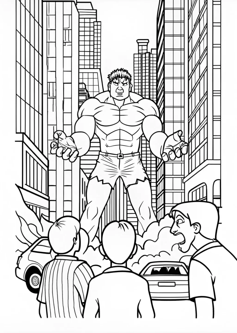 A coloring page of Hulk Ready for Battle Coloring Page