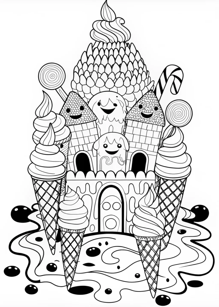 A coloring page of Ice Cream Fantasy