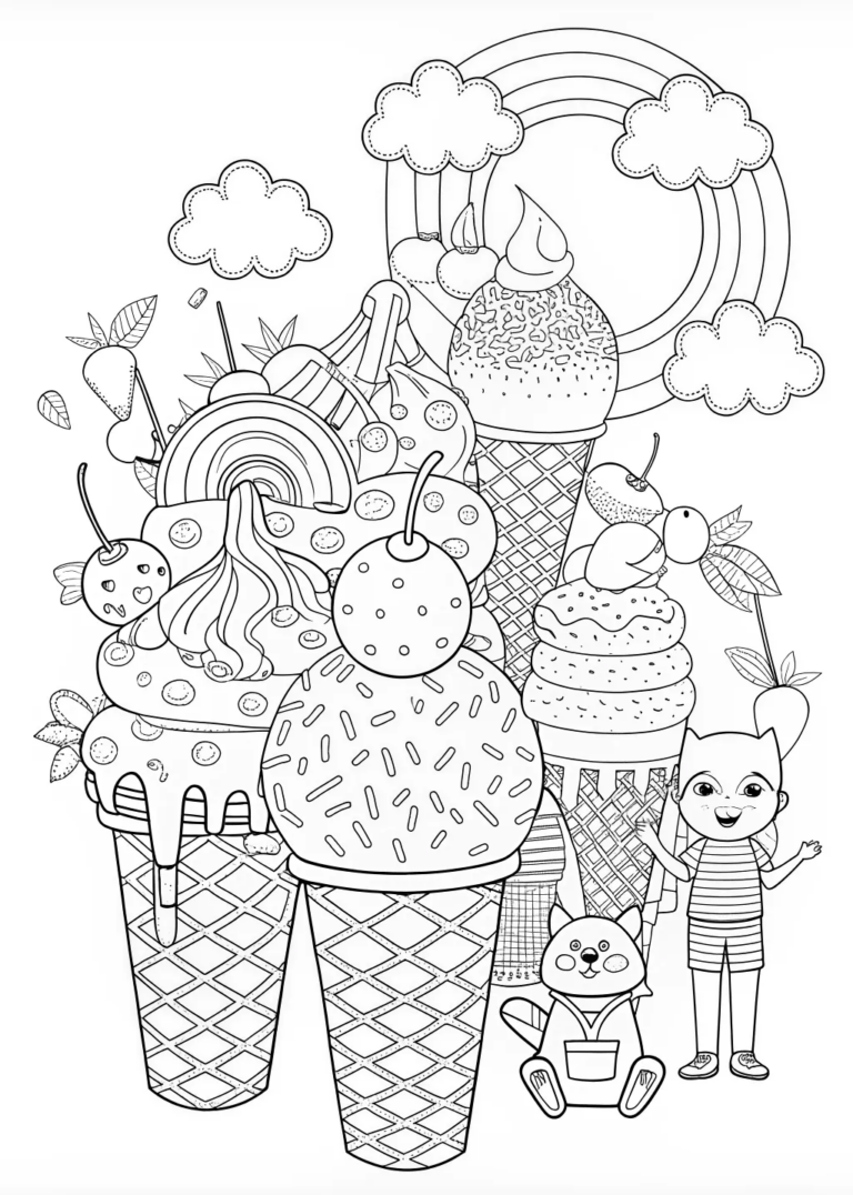 A coloring page of Ice Cream Fun