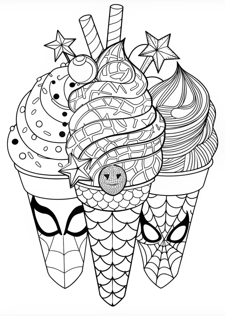 A coloring page of Ice Cream Marvel