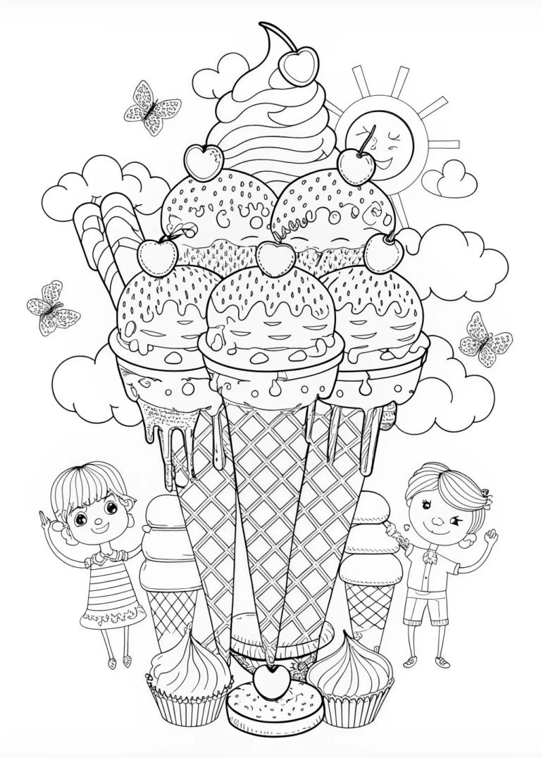 Sweet Ice Cream Delight Coloring Page coloring pages