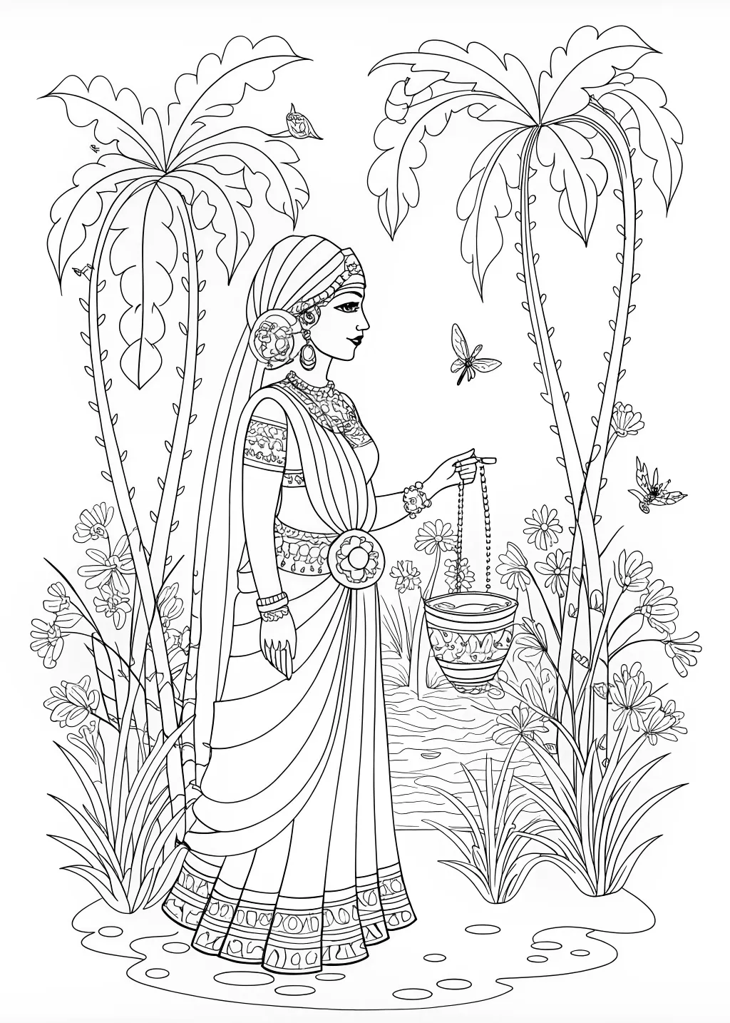 Indian Princess in a Garden Oasis