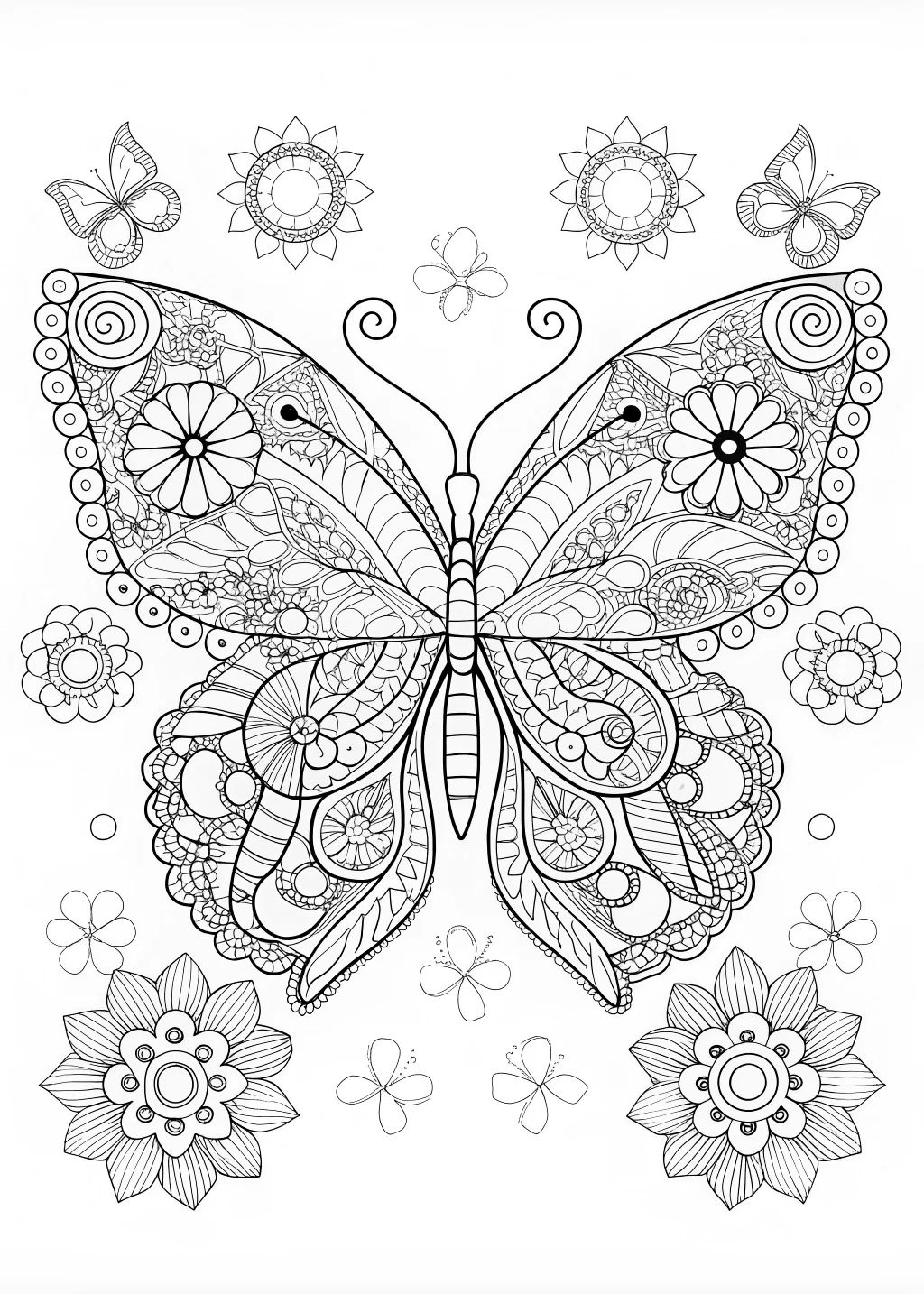 Intricate Butterfly Patterns Coloring Page