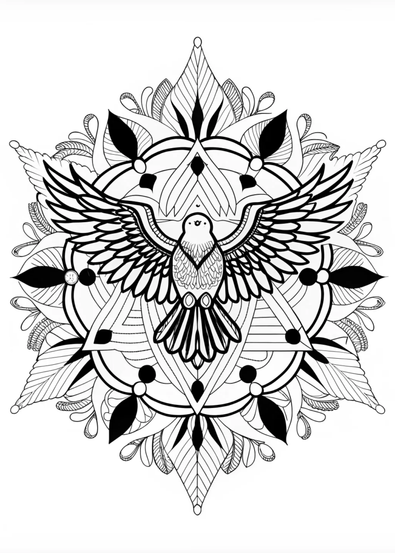 A coloring page of Intricate Eagle Mandala Coloring Page