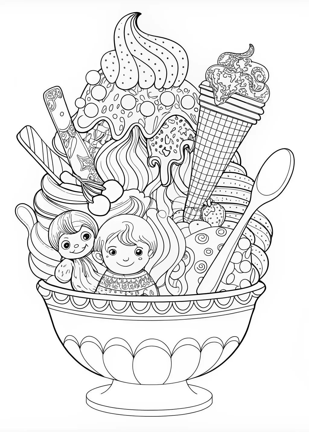 Swirling Waves Coloring Page