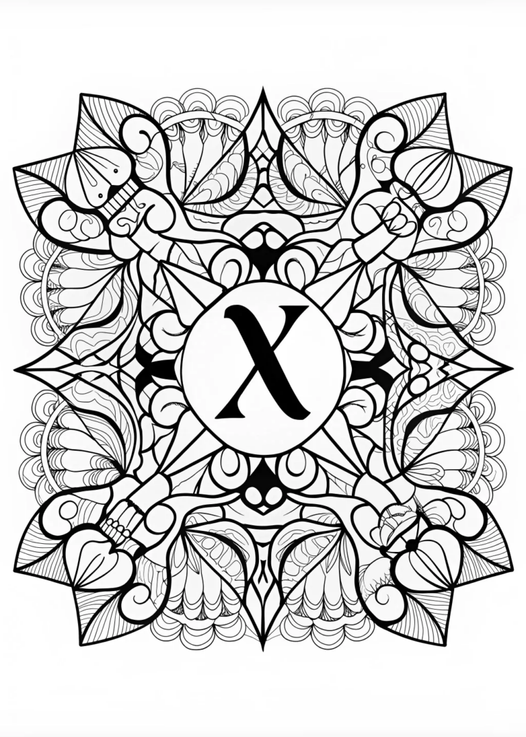 Intricate Letter X Coloring Page coloring pages