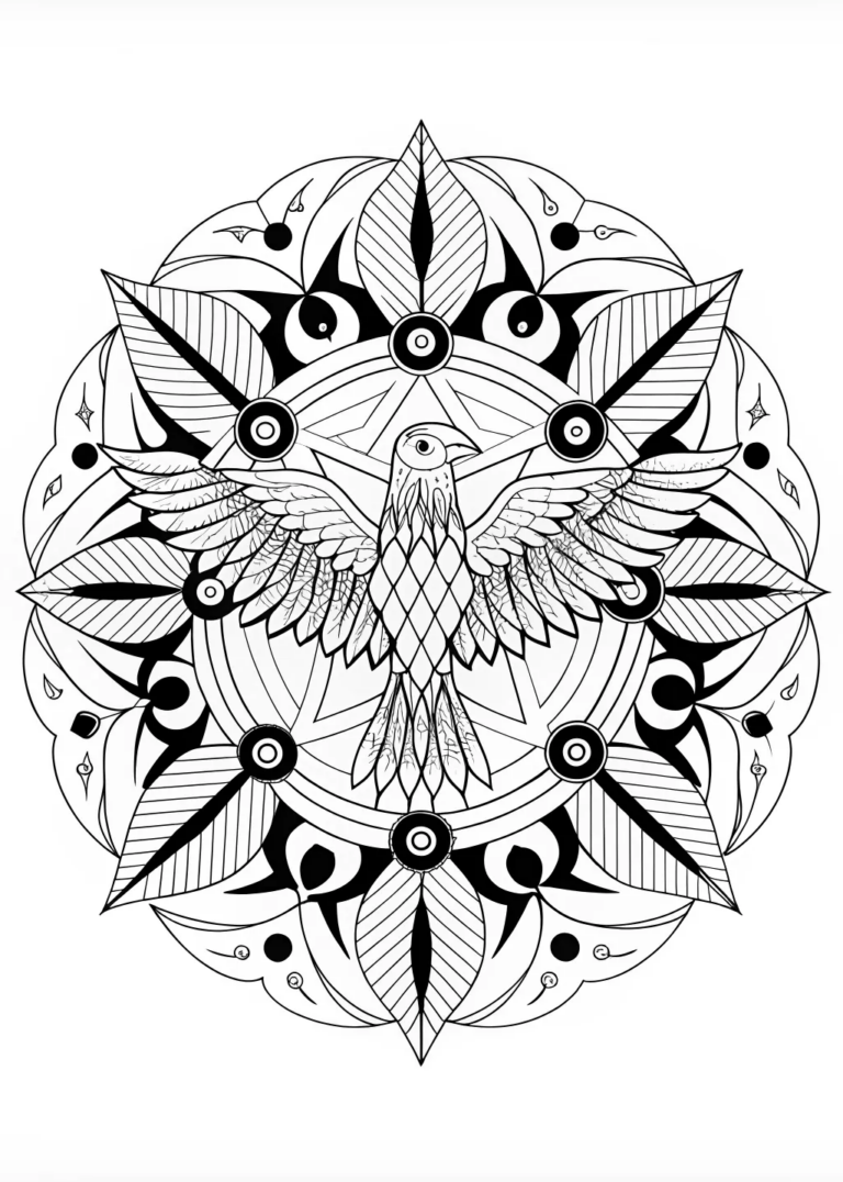 Intricate Mandala with Majestic Eagle Coloring Page - Free & Printable