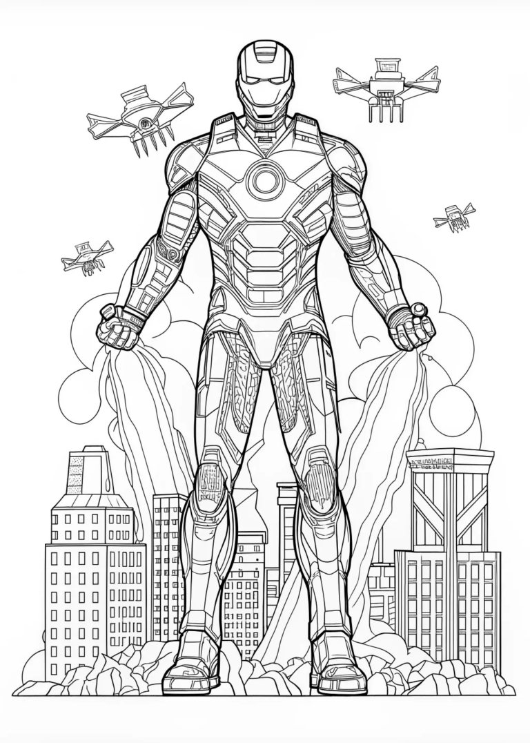 Iron Man in Action Coloring Page coloring pages