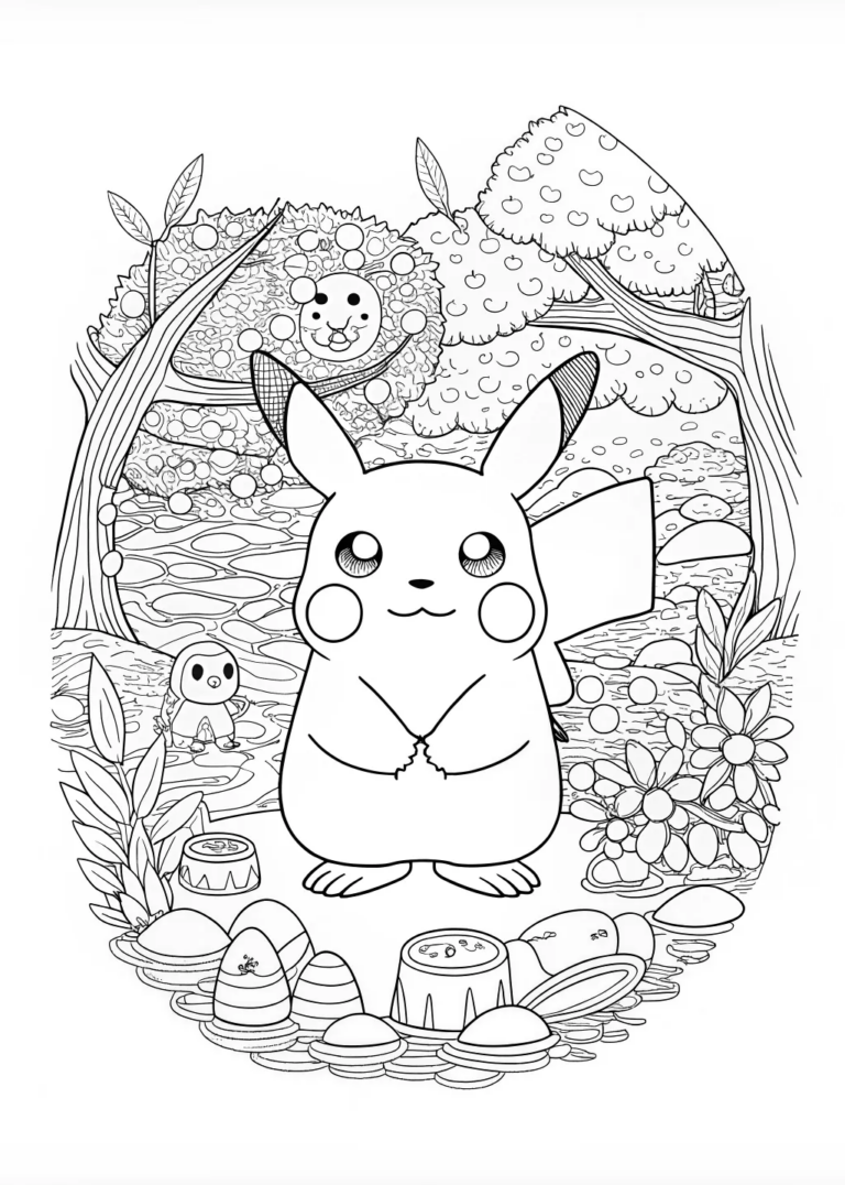 A coloring page of Jealous Pikachu