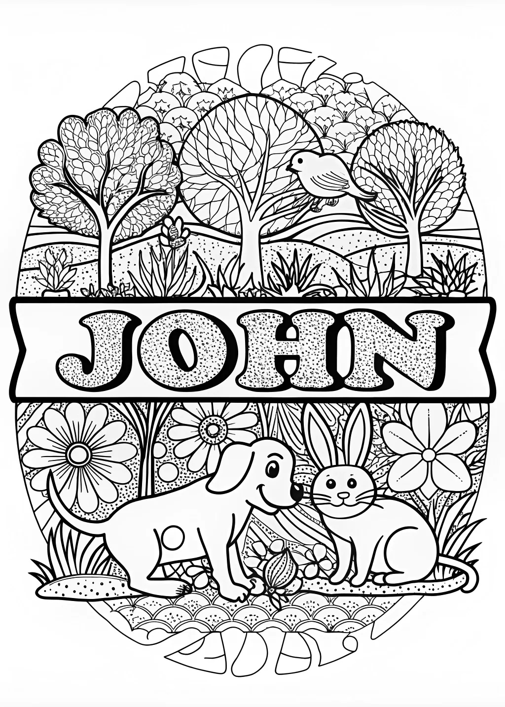 John&#8217;s Animal Friends Coloring Page