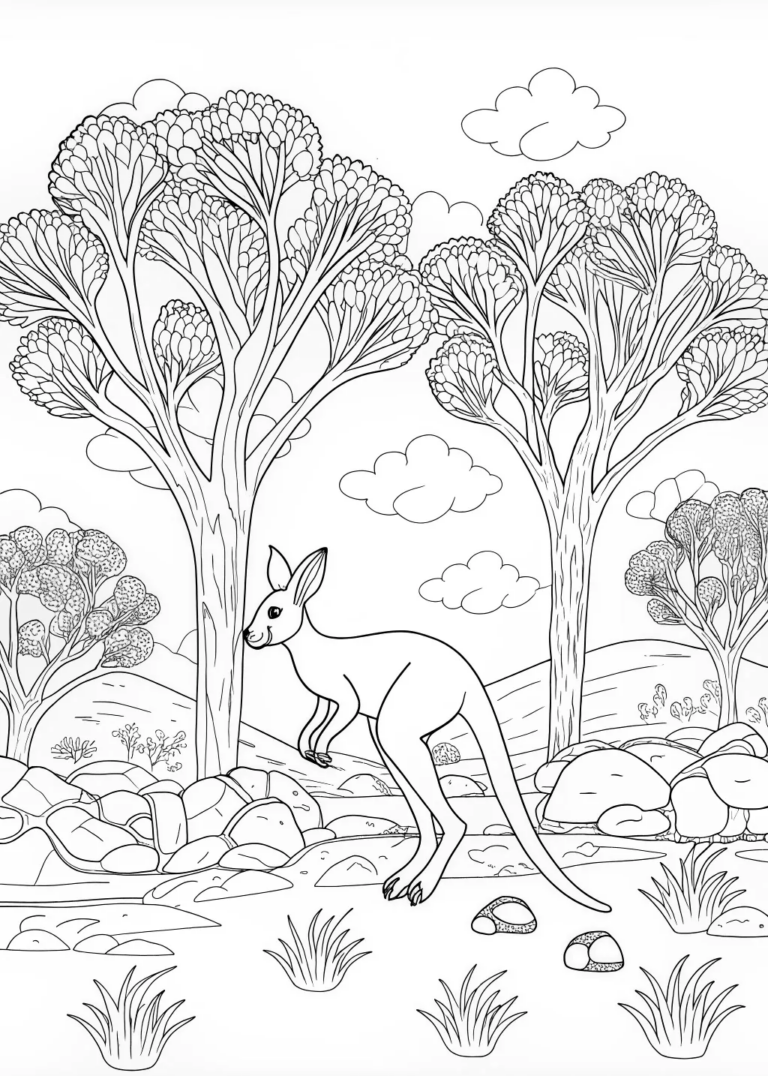 A coloring page of Kangaroo’s Day Out Coloring Page