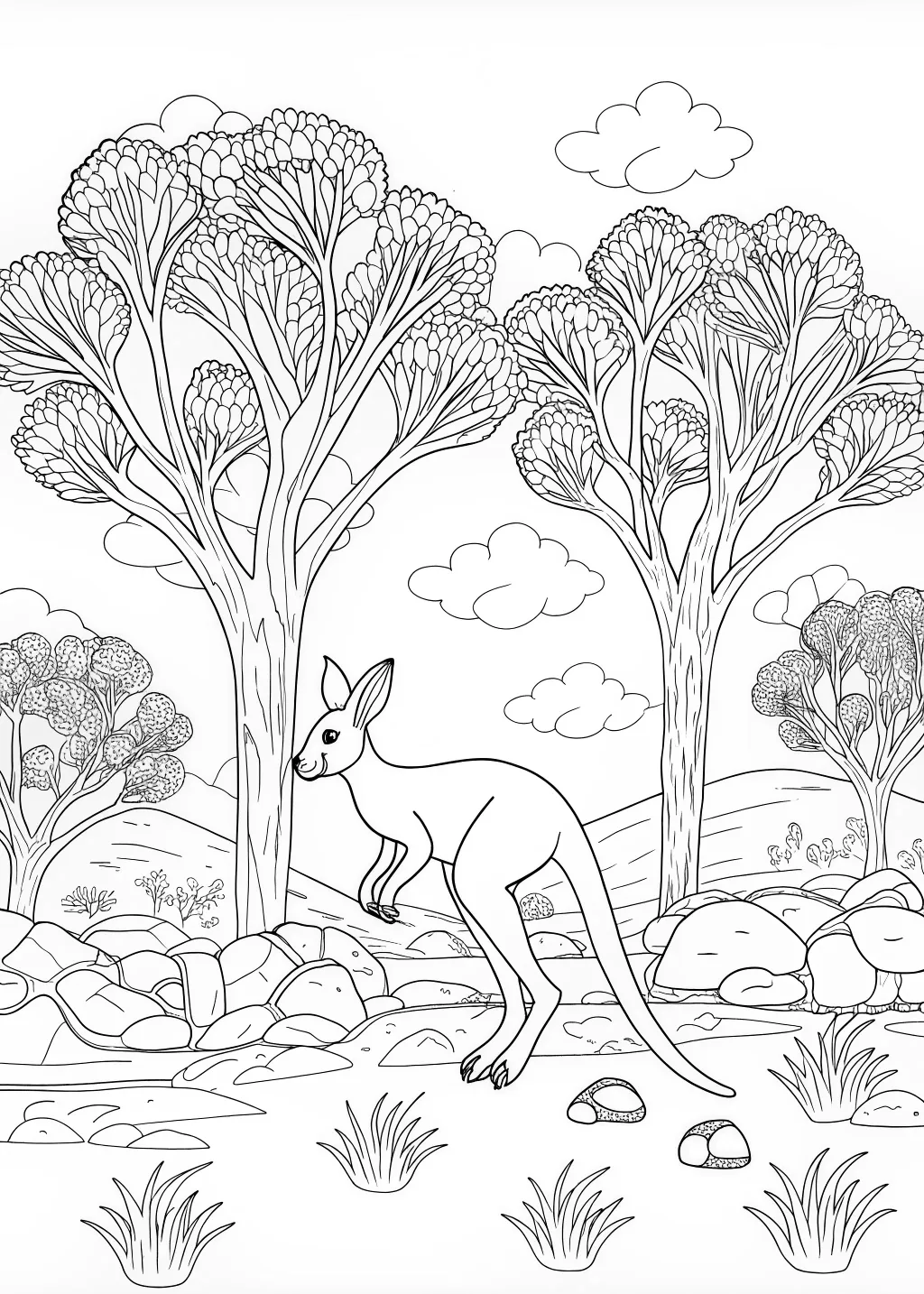 Kangaroo’s Day Out Coloring Page