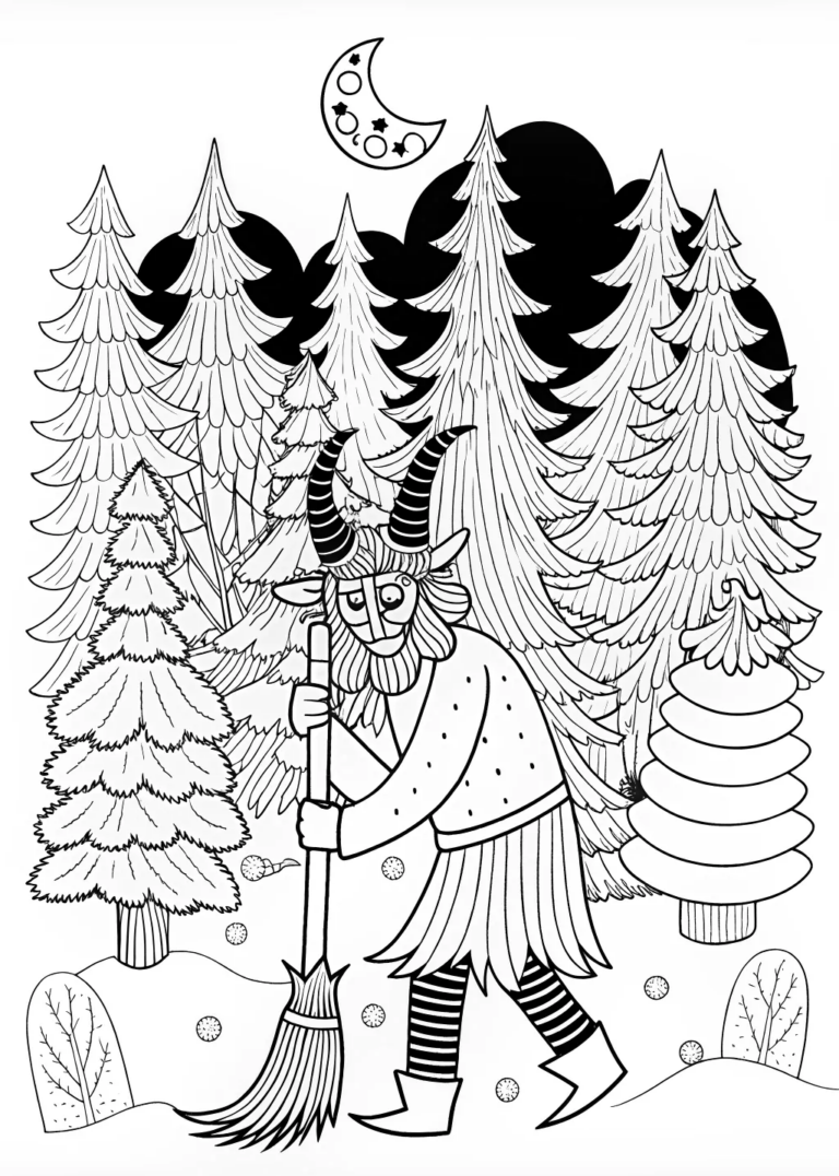 Krampus in the Wilderness Coloring Page coloring pages