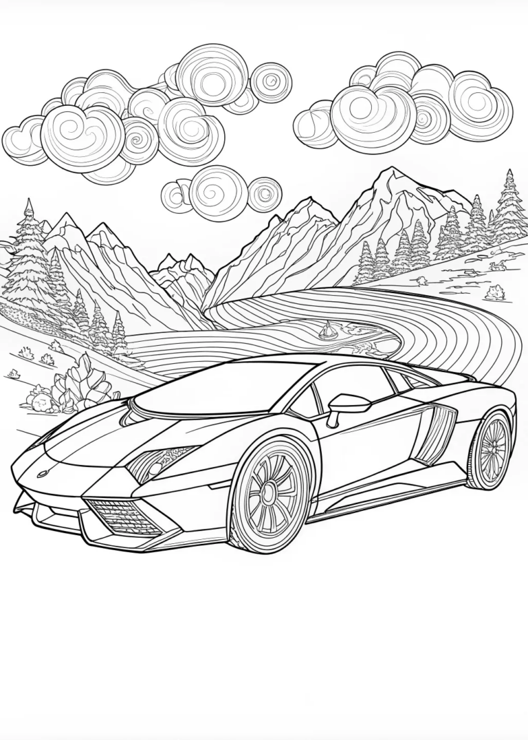 A coloring page of Supercar Coloring Fun: Lamborghini Edition