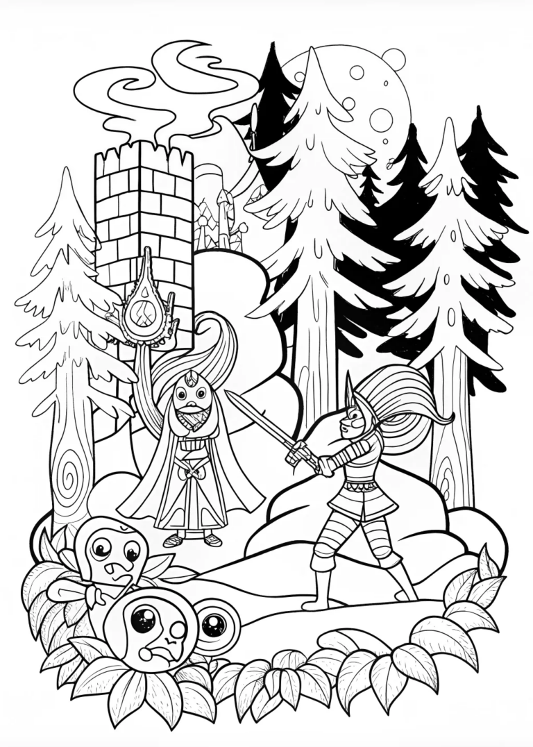 A coloring page of Battle-Ready Warriors Unite