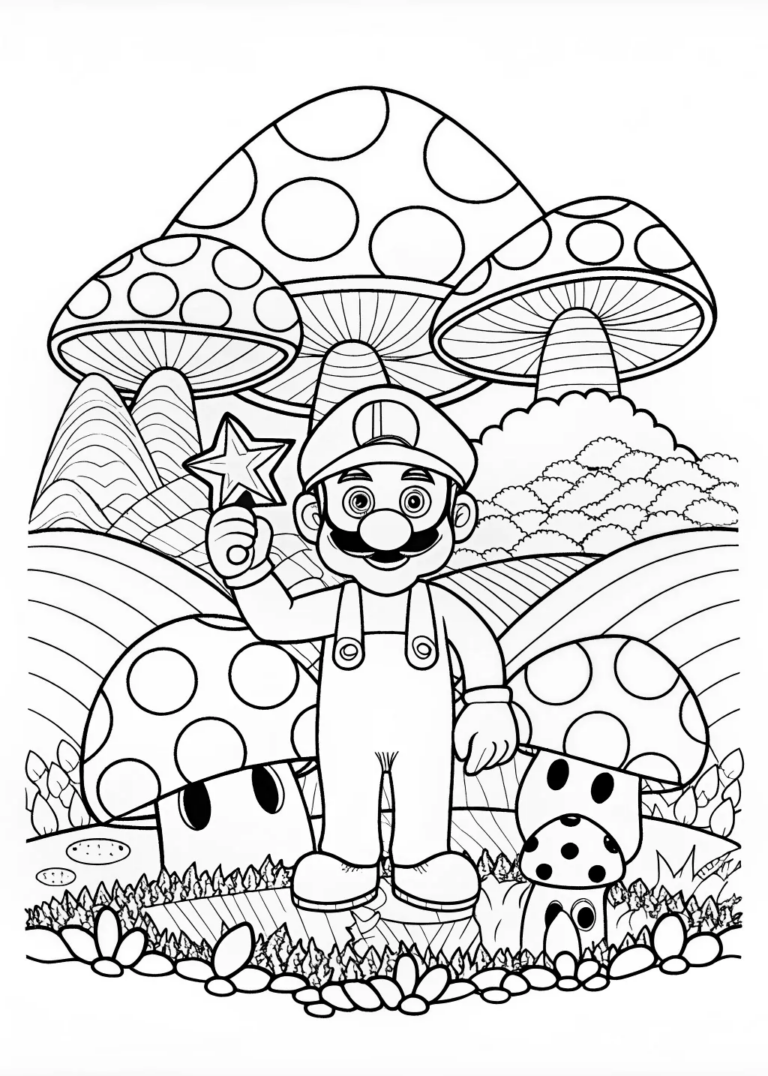 A coloring page of Luigi the Plumber – Coloring Fun!