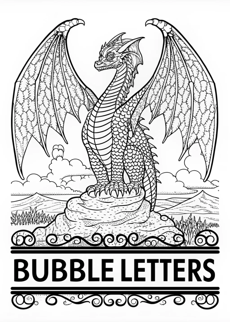 Dragon on the Mountain Summit coloring pages