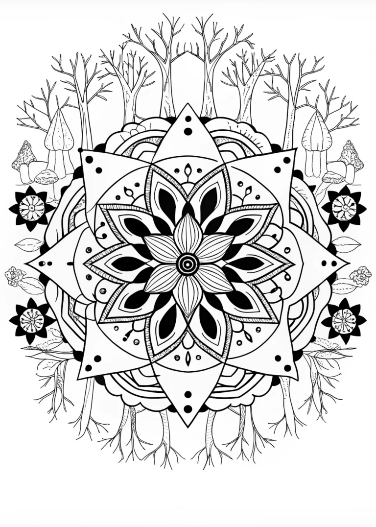 Mandala in the Enchanted Forest coloring pages